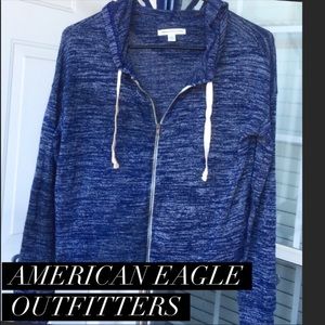 🆕American Eagle Semi Crop Heathered Navy Jacket